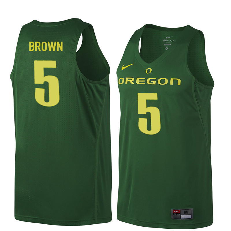 Men #5 Elijah Brown Oregon Ducks College Basketball Jerseys Sale-Dark Green